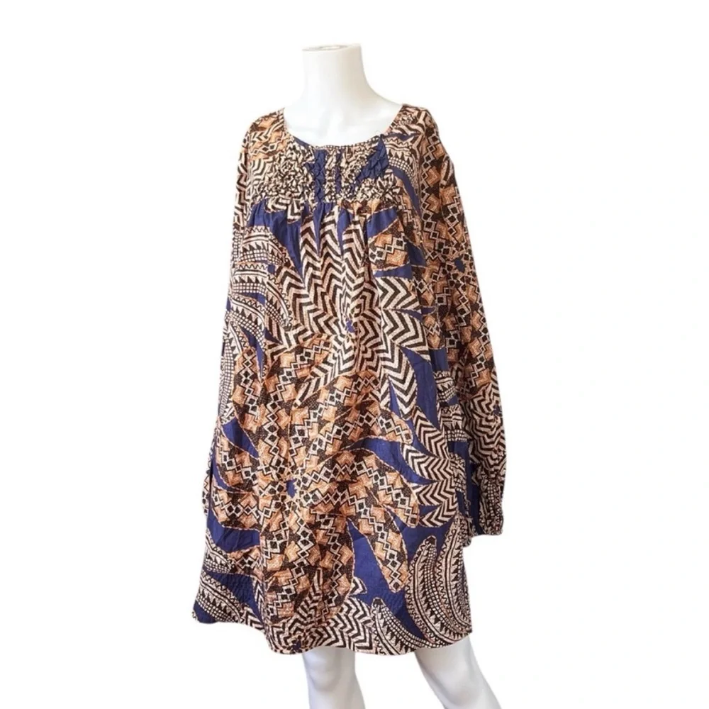 Farm Rio Yawanawa Vanahu Navy Organic Cotton Mini Dress Sz L - Picture 4 of 13